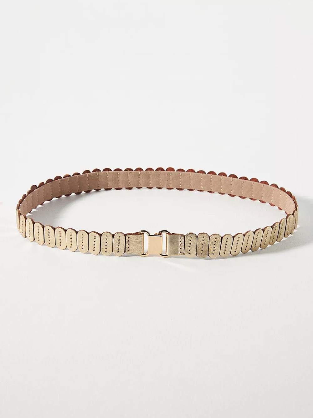Anthropologie Genuine Leather Gold The Tabitha Stretch Belt